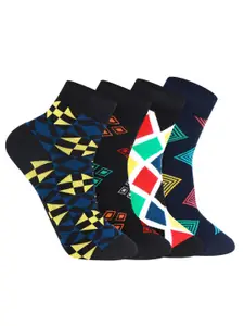 Bonjour Men Pack of 4 Assorted Ankle-Length Socks