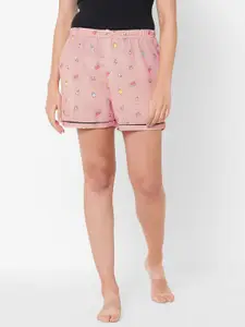 FashionRack Women Pink & Blue Printed Lounge Shorts