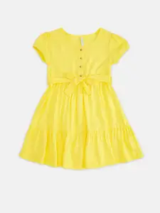Pantaloons Junior Girls Yellow Solid Fit & Flare Dress