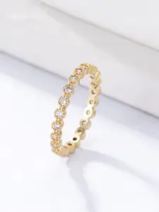Yellow Chimes Gold-Plated Cubic Zirconia Crystal Studded Finger Ring