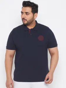 AUSTIVO Plus Size Men Navy Blue Polo Collar T-shirt
