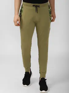 Peter England Men Olive-Green Solid Joggers Track Pants