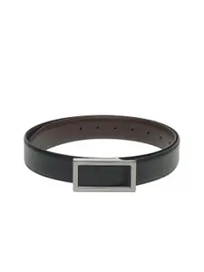 Calvadoss Men Black Textured PU Formal Belt