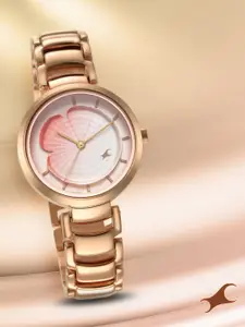 Fastrack Women Brass Mother of Pearl Dial & Stainless Steel Bracelet Style Straps Analogue Watch 6277WM01