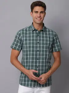 Cantabil Men Green Checked Casual Shirt