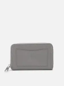 Allen Solly Women Grey Textured PU Zip Around Wallet
