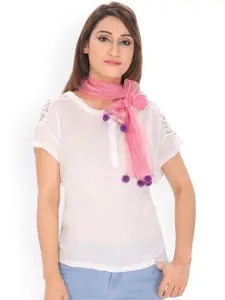 Anekaant Pink Striped Scarf