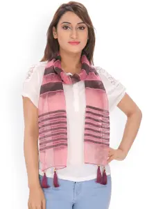 Anekaant Pink Striped Scarf