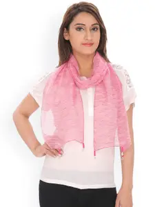 Anekaant Pink Self-Design Scarf