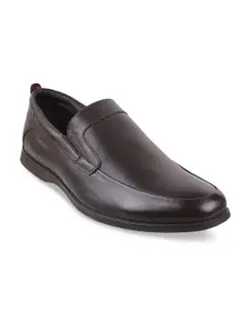 Mochi Men Tan Brown Solid Leather Formal Slip-On Shoes