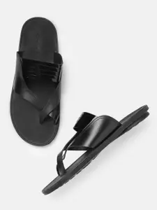 Mochi Men Black Leather Comfort Sandals