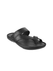 Mochi Men Black Leather Comfort Sandals