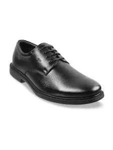 DAVINCHI Men Black Solid Leather Formal Derbys