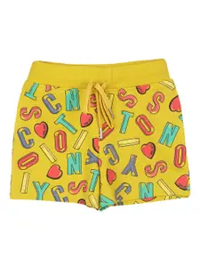 Tiny Girl Girls Mustard Printed Shorts