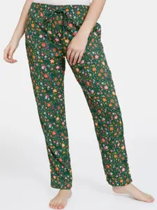 Zivame Women Green Floral Printed Lounge Pants