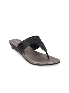 WALKWAY by Metro Black & Grey Embellished Comfort Sandals