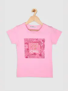 Nins Moda Girls Pink Print Top