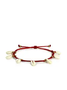 EL REGALO Women Red & Gold-Toned Beaded Tribal Anklet