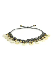 EL REGALO Off White & Grey Beaded Anklet
