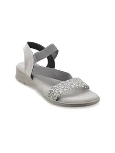Metro Women Grey Open Toe Flats
