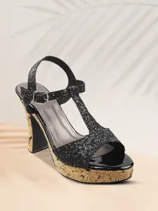 Mochi Women Black Embellished Block Heels