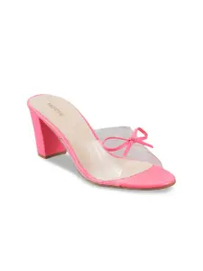 Mochi Pink Block Heels with Bows
