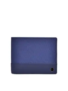 Belwaba Men Navy Blue Textured Leather Two Fold Wallet