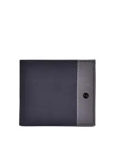 Belwaba Men Black & Grey Colourblocked Leather Two Fold Wallet