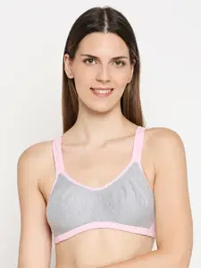 Lady Love Women Grey & Pink Non-Wired Non Padded Bra