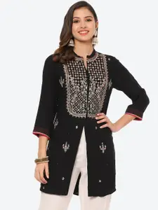 Biba Women Black & brown Ethnic Motifs Embroidered Thread Work Kurta