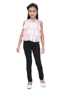 Tiny Girl Pink & magnolia Tiered Top