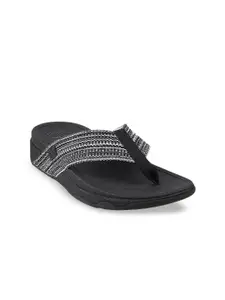 fitflop Black Embellished PU Wedge Sandals
