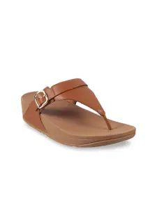 fitflop Tan Leather Wedge Sandals with Buckles