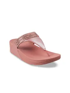 fitflop Pink Embellished Leather Wedge Sandals
