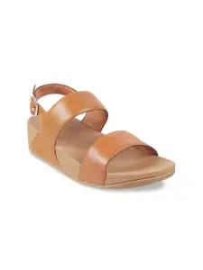 fitflop Tan Leather Platform Sandals with Buckles