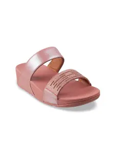 fitflop Pink Leather Wedge Sandals