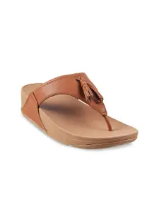 fitflop Tan Leather Wedge Sandals with Tassels