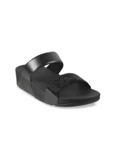fitflop Black Embellished PU Flatform Sandals