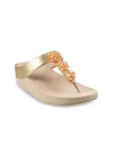 fitflop Beige Embellished PU Wedge Sandals