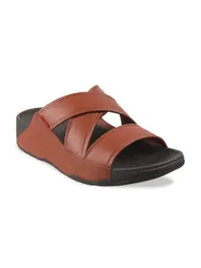 fitflop Men Tan & Black Leather Comfort Sandals