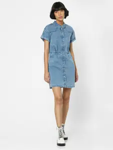 ONLY Blue & gainsboro Shirt Mini Dress