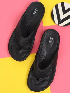 Carlton London Women Black Croslite Thong Flip-Flops