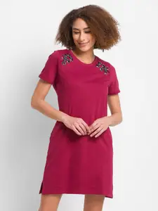 SPYKAR Pink & amaranth purple T-shirt Dress