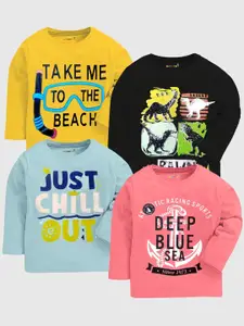 KUCHIPOO Boys Multicoloured Typography 4 Printed Applique T-shirt