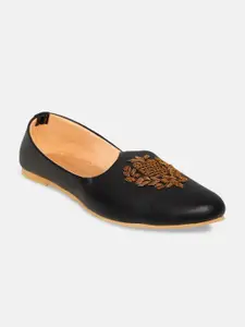 PANAHI Men Black Textured Mojaris