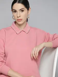Chemistry Women Pink Solid Sweatshirt