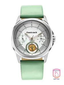 Fastrack Men Brass Dial & Leather Straps Analogue Watch 3283SL02
