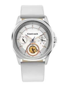 Fastrack Men Brass Dial & Leather Straps Analogue Watch 3283SL01