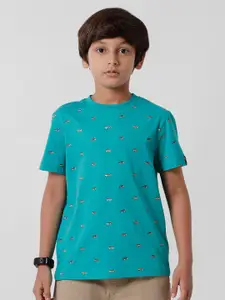 PIPIN Boys Green Printed T-shirt