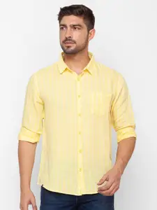 SPYKAR Men Yellow Striped Casual Shirt
